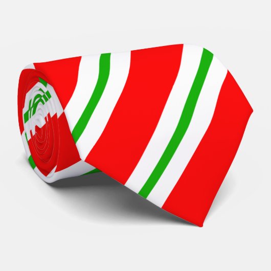 Rood, wit en groen Snoep Stripe Holiday Stropdas (Opgerold)