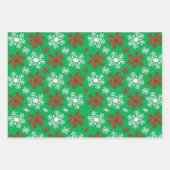 Rood wit en groen Snowflake patroon Inpakpapier Vel (Voorkant 3)
