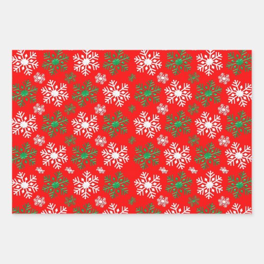 Rood wit en groen Snowflake patroon Inpakpapier Vel (Voorkant 2)
