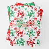 Rood wit en groen Snowflake patroon Inpakpapier Vel (In situ)