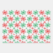 Rood wit en groen Snowflake patroon Inpakpapier Vel (Voorkant)