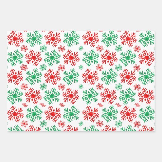 Rood wit en groen Snowflake patroon Inpakpapier Vel (Voorkant)