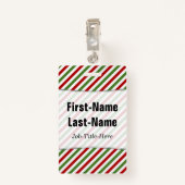 Rood, wit en groen striped patroon; aangepaste naa badge (Achterkant met clip)