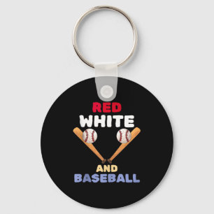 Rood wit en honkbal patriottische knuppel bal 4de sleutelhanger