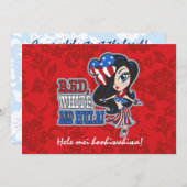 Rood, Wit en Hula Meisje Patriottische Uitnodiging (Voorkant / Achterkant)
