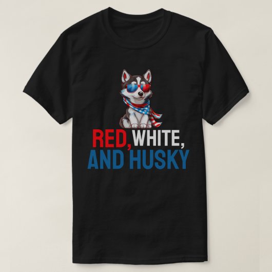 Rood, wit en Husky T-shirt (Design voorkant)