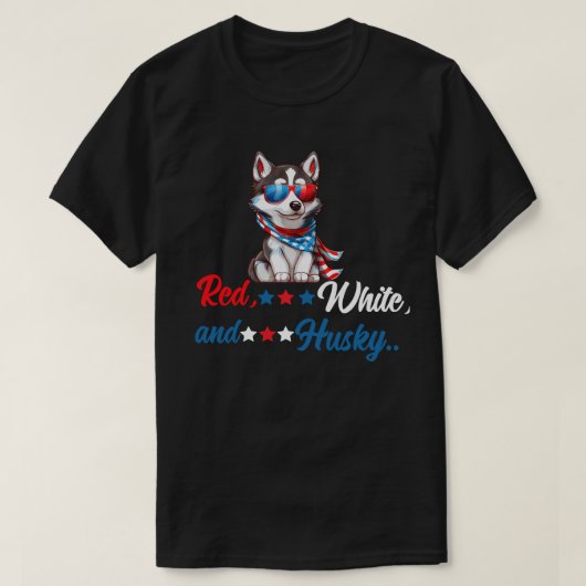 Rood, wit en Husky T-shirt (Design voorkant)