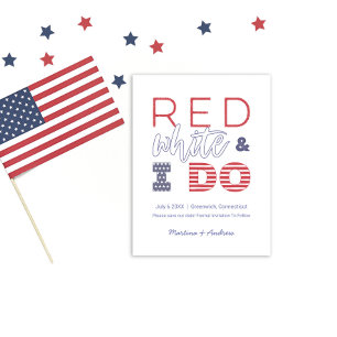 Rood wit en ik bewaren de datum bruiloft Elopement Aankondigingskaart