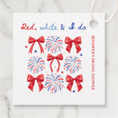 Rood Wit en Ik Doe 4 Juli Bruidsfeest Bedankjes Labels (Achterkant)
