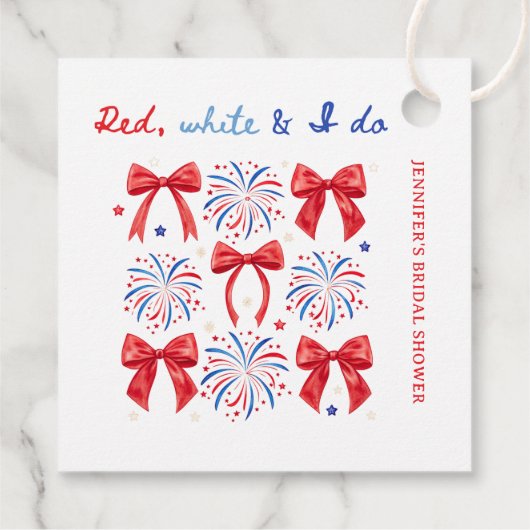 Rood Wit en Ik Doe 4 Juli Bruidsfeest Bedankjes Labels (Achterkant)