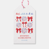 Rood Wit en Ik Doe 4 Juli Bruidsfeest Favorieten Cadeaulabel (Voorkant)