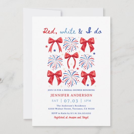 Rood Wit en ik doe 4 juli Bruiloftsfeest  Kaart (Voorkant)