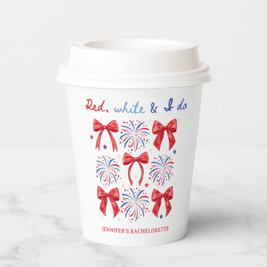 Rood Wit en Ik Doe 4 Juli Meidenavondfeest Papieren Bekers (Achterkant)
