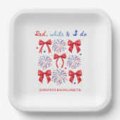 Rood Wit en Ik Doe 4 Juli Meisjesuitje Papieren Bordje (Voorkant)