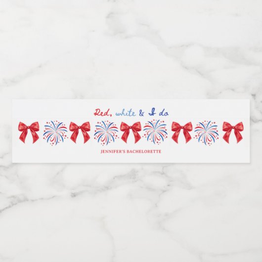Rood Wit en Ik Doe 4 Juli Meisjesuitje Waterfles Etiket (Enkel label)
