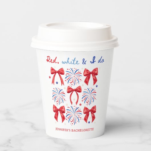 Rood Wit en Ik Doe 4 Juli Meisjesuitstap Papieren Bekers (Voorkant)
