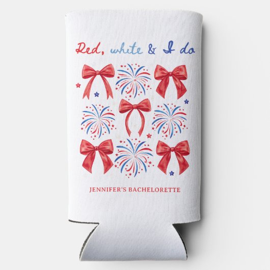 Rood Wit en Ik Doe 4 Juli Vrijgezellenfeest Seltzer Blikjeskoeler (Achterkant)