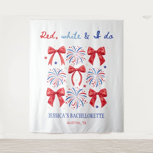 Rood Wit en ik doe 4 juli vrijgezellenfeest Wandkleed (Voorkant)