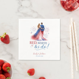 Rood Wit en Ik Doe Americana Trouwdag Servet