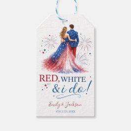 Rood Wit en Ik Doe Americana Trouwen Cadeaulabel