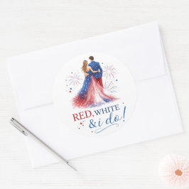 Rood Wit en Ik Doe Americana Trouwen Ronde Sticker
