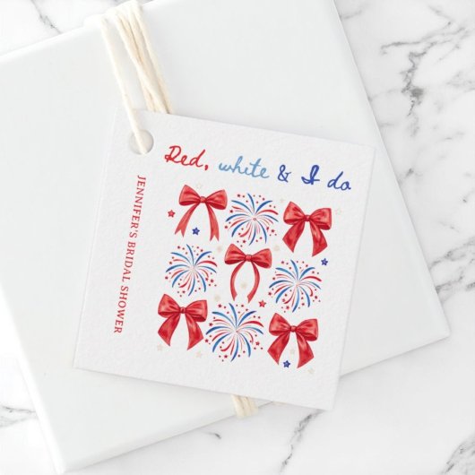 Rood Wit en Ik Doe Bruidsdouche op 4 Juli Bedankjes Labels