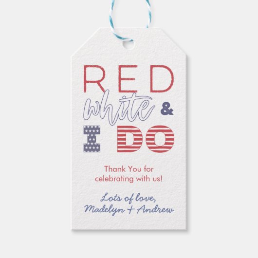 Rood Wit En Ik Doe Co-Ed Trouwfeest Favor Cadeaulabel (Voorkant)
