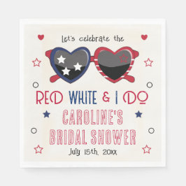 Rood Wit en ik doe hart zonnebril Bruidsmeisjesfee Servet