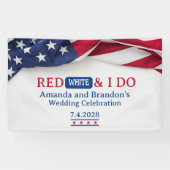Rood, Wit en Ik Doe Trouwen op 4 Juli Spandoek (Horizontaal)