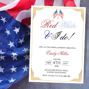 Rood Wit en Ik Doe USA Patriottische Bruidsdouche Kaart