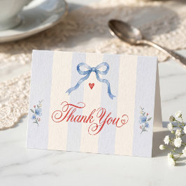 Rood Wit En Ik Doe Vintage Blauwe Strik Custom Bedankkaart