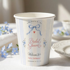 Rood Wit En Ik Doe Vintage Blauwe Strik Custom Papieren Bekers