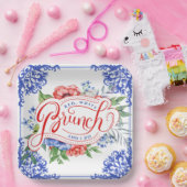 Rood, wit en ik maak Floral Bridal Brunch | Shower Papieren Bordje (Feest)