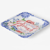 Rood, wit en ik maak Floral Bridal Brunch | Shower Papieren Bordje (Gebogen)