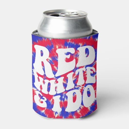 Rood wit en ik | Retro Amerikaanse Tie Dye Blikjeskoeler (Blikje Voorkant)