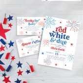Rood wit en klaar op 4 juli Baby shower Kaart