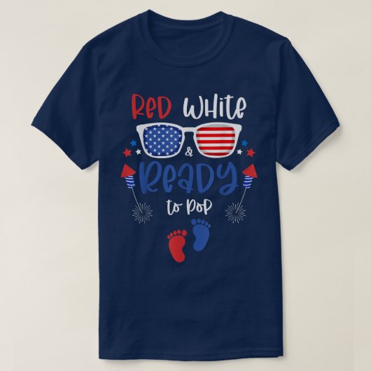 Rood wit en klaar voor Pop 4 juli Zwangerschap Ann T-shirt (Design voorkant)