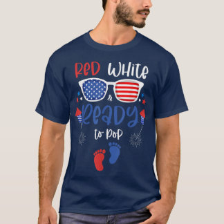 Rood wit en klaar voor Pop 4 juli Zwangerschap Ann T-shirt