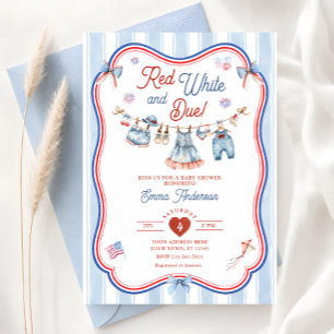 Rood Wit en Klein Meisje Baby Shower Kaart