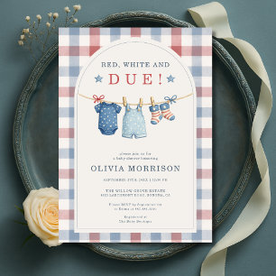 Rood Wit en Klerenlijn Baby Shower Kaart