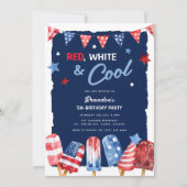 Rood, wit en koel 4 juli verjaardag kaart (Voorkant)