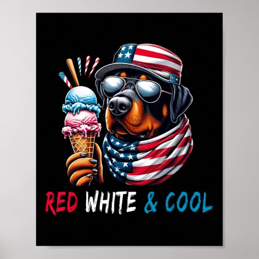 Rood wit en koel hondenijs 4 juli poster (Voorkant)