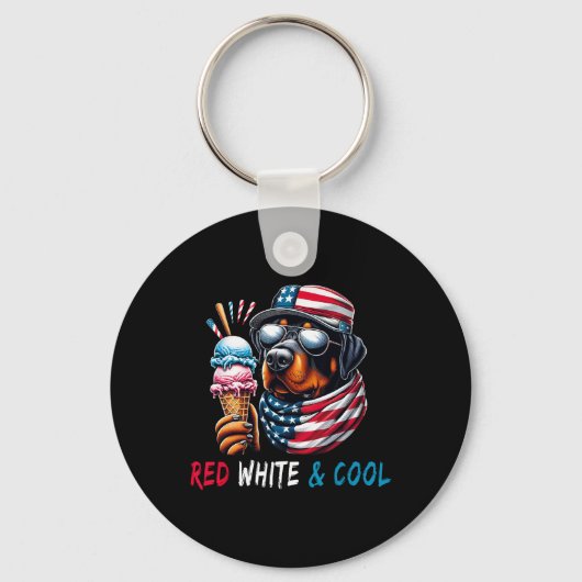 Rood wit en koel hondenijs 4 juli sleutelhanger (Voorkant)