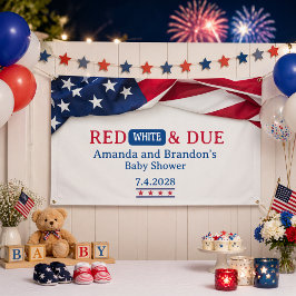 Rood, Wit en Komend baby showerfeest op 4 juli Spandoek