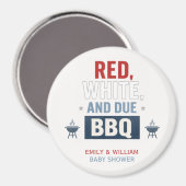 Rood Wit en Komend BBQ Baby Shower Magneet (Voorkant / Achterkant)