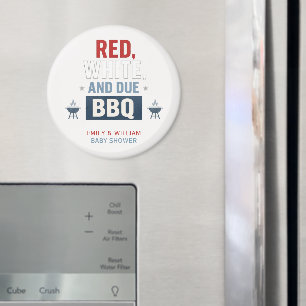 Rood Wit en Komend BBQ Baby Shower Magneet