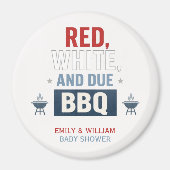 Rood Wit en Komend BBQ Baby Shower Magneet (Voorkant)
