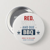 Rood Wit en Komend BBQ Baby Shower Ronde Button 7,6 Cm (Voorkant /achterkant)