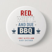 Rood Wit en Komend BBQ Baby Shower Ronde Button 7,6 Cm (Voorkant)