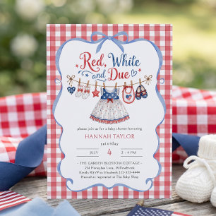 Rood Wit en Komend Meisje Baby Shower Uitnodiging